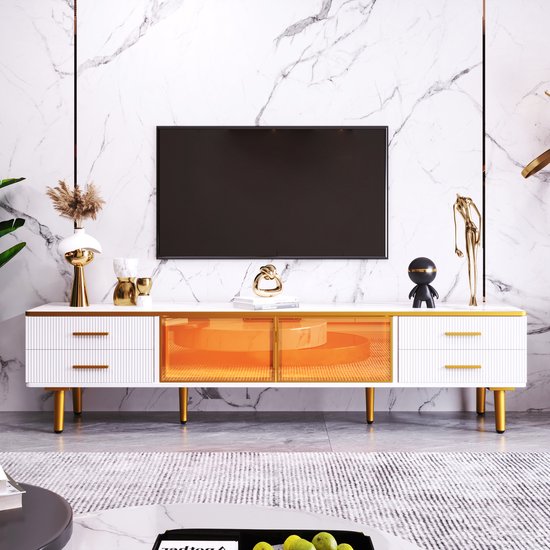 Moderne tv-kast met led-verlichting, huisdiervriendelijk, met