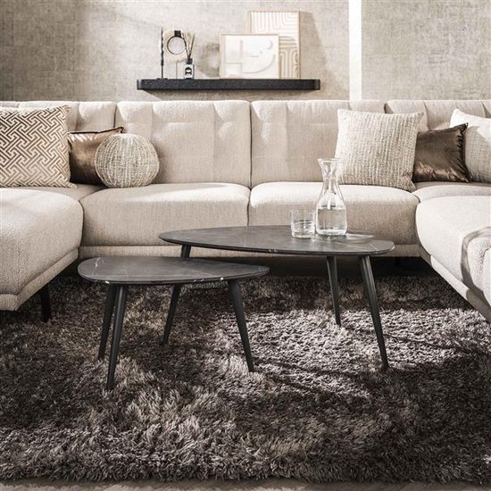 Collection Hoyz - Set de tables basses -2 en forme de poire bio - 3D Zwart marron