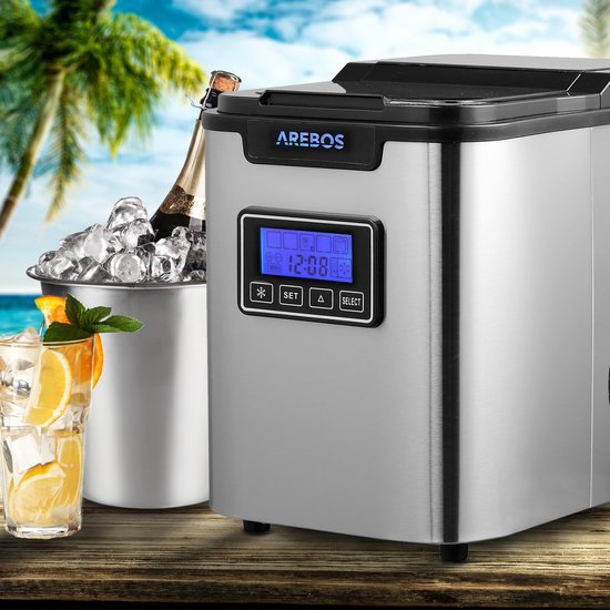 AREBOS IJsblokjesmachine - Ice Maker - Roestvrij staal, productietijd van 8 tot 13 minuten - 3 Ijsblokjesmaten - LCD-display van AREBOS — afbeelding 5