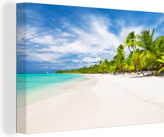 Peintures sur Toile Plage - Mer - Palmiers - 120x80 cm - Décoration murale