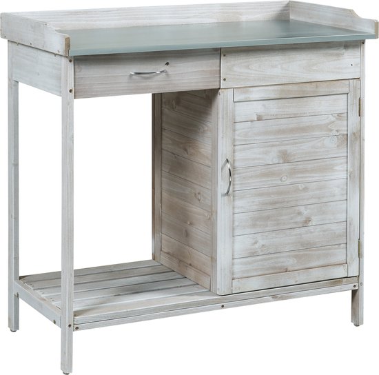 Table de travail de jardin Aliano table d'empotage 98x48x94 cm gris casa.pro