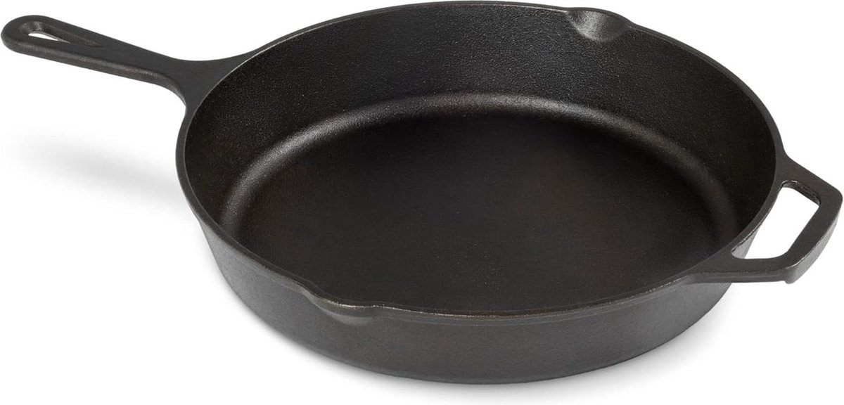 Navaris Gietijzeren Koekenpan Ø 30 cm - Ronde Skillet voor Alle Warmtebronnen - Ovenbestendig tot 260 graden