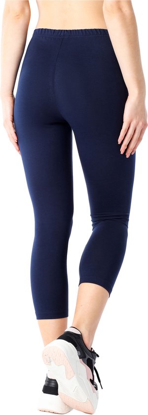 Bellivalini BLV-BLV50-184-LE Dames Capri Leggings - Sport - Vrijetijdsbroek - 3/4 Lengte - Katoen - Sporbroek - Yogabroek - Marineblauw - L