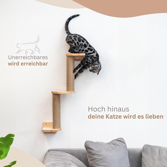 Woowood Klimwand voor katten, kattentrap voor de muur, kattenladder, kattenwand, catwalk voor