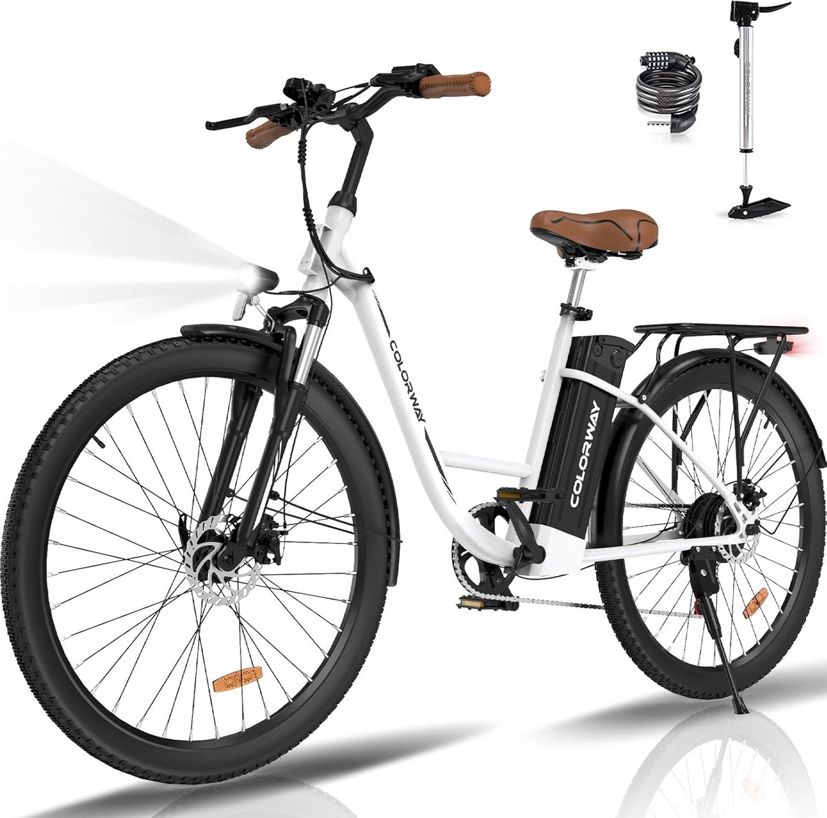 Colorway Elektrische Fiets BK31 - 28 Inch City Commuter EBike met Afneembare 36V 15Ah Lithium Batterij - Damesfiets - E-Bike met 250W Motor - 7 Versnellingen - IP54 Waterdicht - Colorway - €689,99