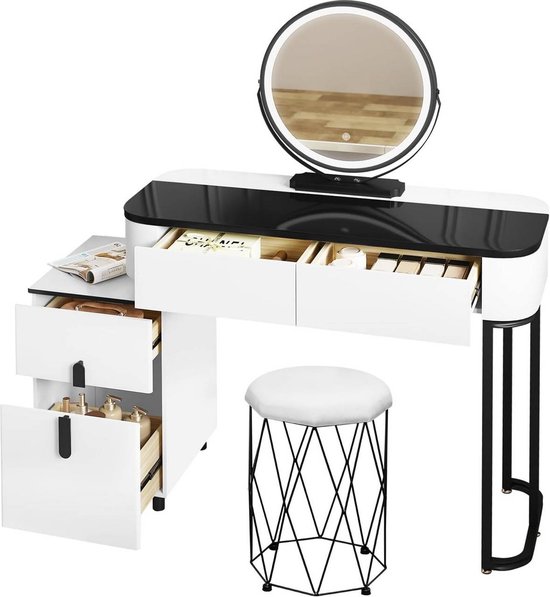 DE BESTE KAPTAFEL MET SPIEGEL MET LED-VERLICHTING VOOR DE SLAAPKAMER MET KRUK EN ZIJKAST: EEN