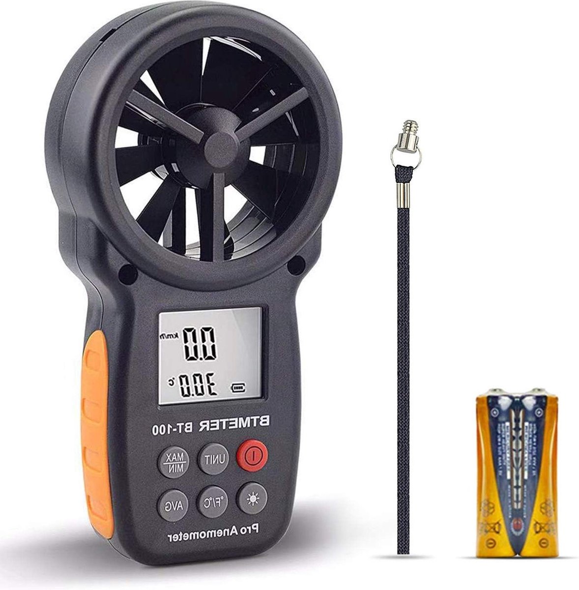 Handheld Anemometer Digitale Windsnelheid CFM Meter Luchtstroom Snelheidstester voor HVAC Schieten Drone Gevoelstemperatuur 14℉-113℉ Windtemperatuur BT-100 Luchtmeter