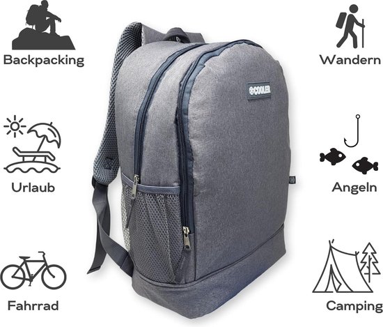 DEWUR Thermo-rugzak, 35 liter, koeltas, waterdichte picknickrugzak met flesopener, voor picknick, camping, strand, wandelen, reizen, winkelen (wit