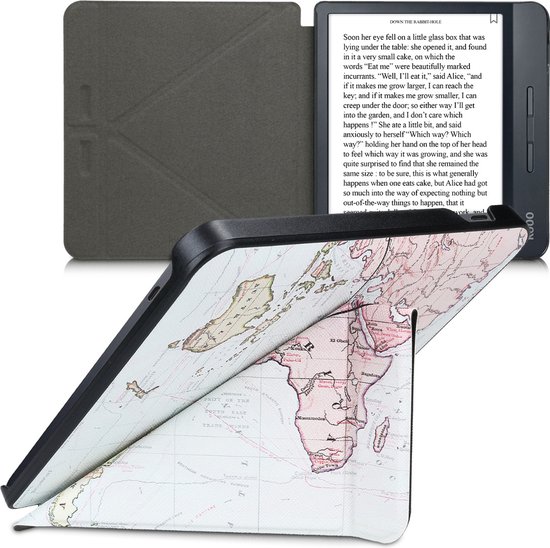 kwmobile e-reader hoesje geschikt voor Kobo Libra H2O hoes - Ereader flip case met standaard - E reader cover van kunstleer - In zwart / meerkleurig van kwmobile — afbeelding 3