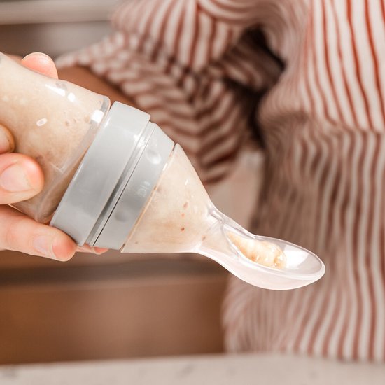 Haakaa Dispensing spoon - Siliconen lepel met bakje in 1 - Baby 4 maanden+ - Grijs van HaaKaa — afbeelding 3
