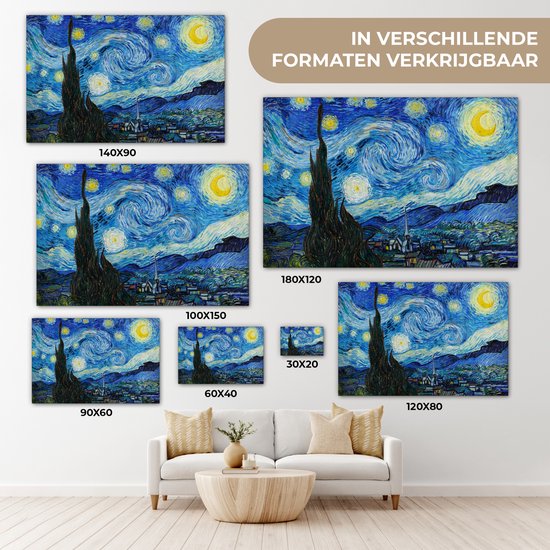 Peintures sur toile nuit étoilée 120x80 - Accessoires décoration chambre - Tableau nuit étoilée salon - Décoration murale maîtres anciens chambre - Décoration murale cuisine - Toile murale Vincent van Gogh - Décoration maison - Accessoires de maison