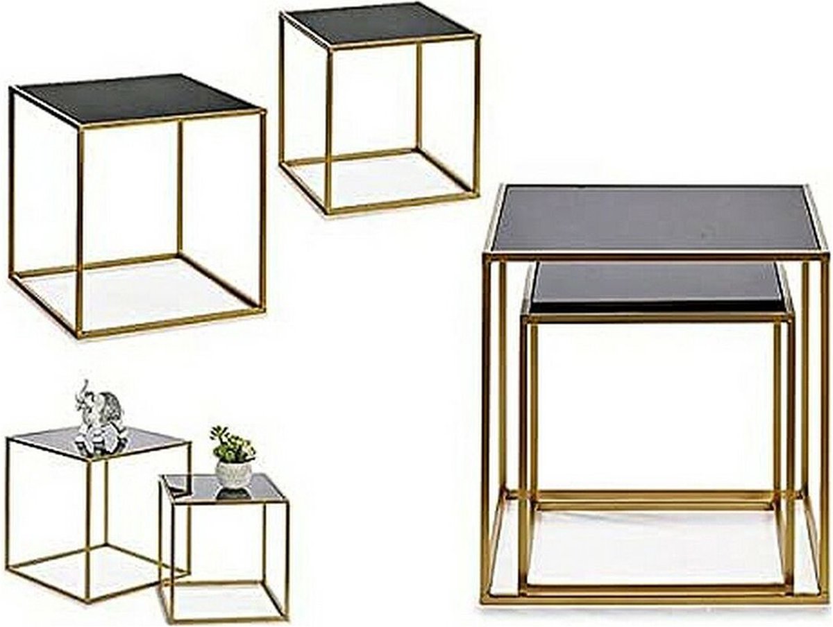 Set van 2 tafels Zwart Gouden 50 x 50 x 50 cm