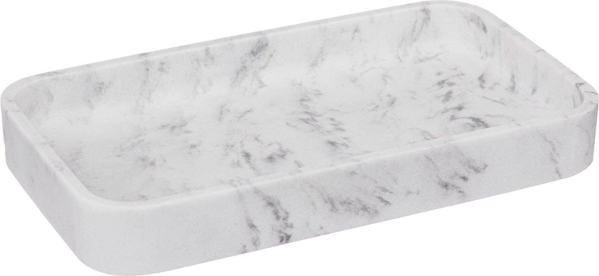 Kleine decoratieve dienblad voor de badkamer, marmer patroon, 19,2 x 11,3 x 2,5 cm