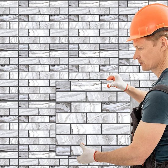 Zelfklevende 3D-wandpanelen Baksteen Steenlook Waterdicht - 12 stuks 30