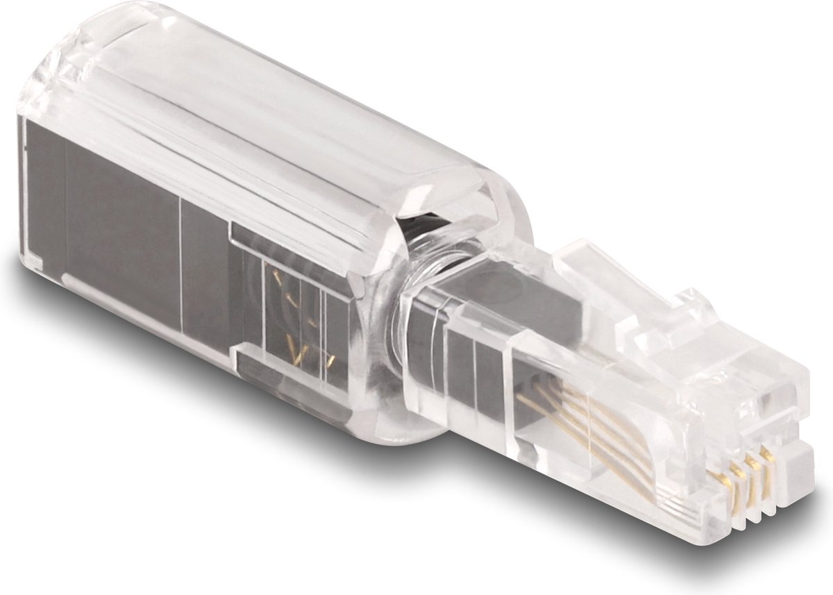 Delock Telephone Cable Anti-Twist Adapter RJ10 plug to RJ10 jack transparent / black