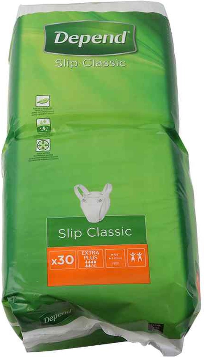 Goedkoopste Voordeelverpakking van 2 x Depend Slip Classic Extra-Plus, 30 stuks