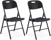 Chaise pliante Relaxdays pour le jardin - lot de 2 - chaises de balcon - plastique & acier - claire - noir
