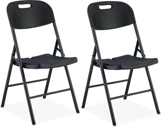 Chaise pliante Relaxdays pour le jardin - lot de 2 - chaises de balcon - plastique & acier - claire - noir