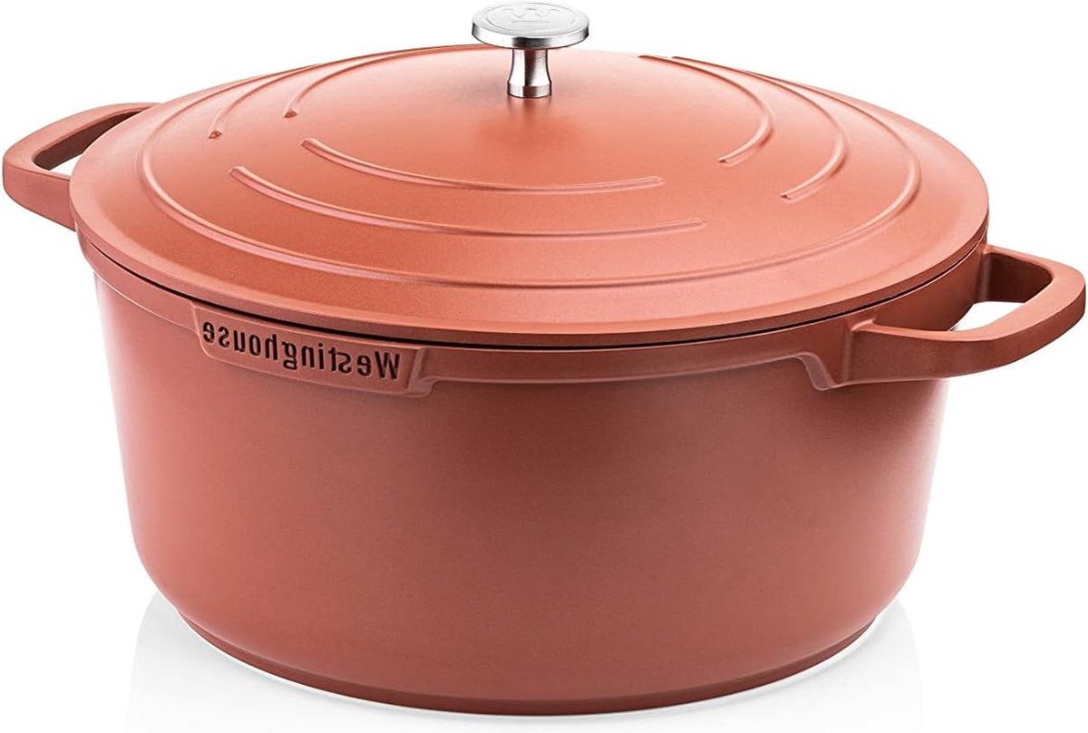 Kookpan groot 28 cm gecoate braadpan stoofpan voor inductie - rood - ovenbestendig - WCCC0095028OR