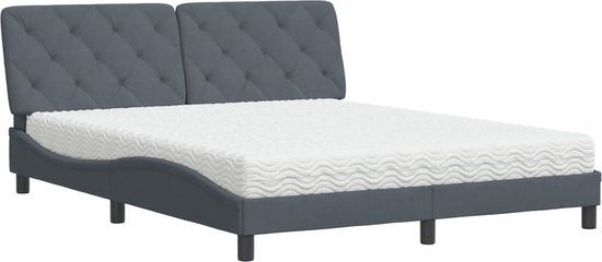 vidaXL - Bed - met - matras - fluweel - donkergrijs - 160x200 - cm
