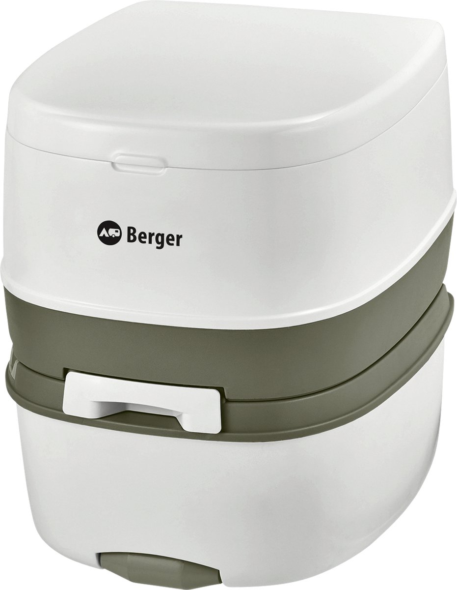 BERGER Supreme Campingtoilet | Comfortabele Zithoogte 45 cm | 21L Watertank | Draagbaar Toilet Voor Camping | Chemische en Draagbare Toiletten | Outdoor Reis Buiten Kamperen
