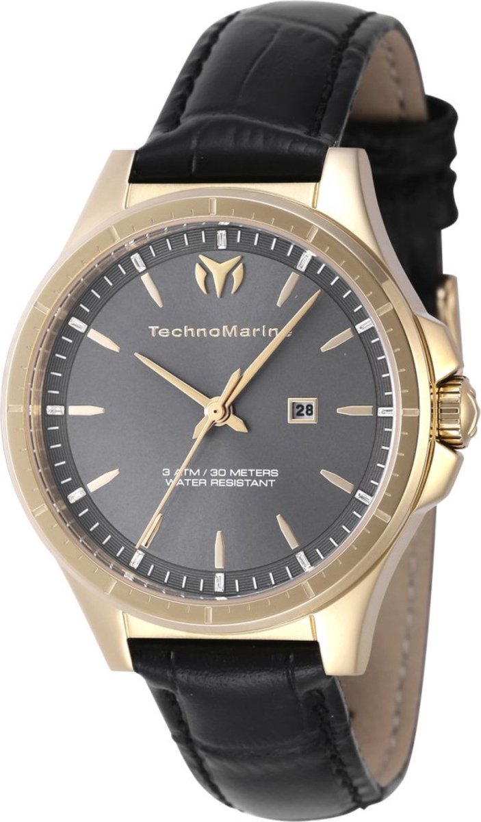 TechnoMarine MoonSun TM-822044 Dames Horloge - Waterdicht - Analoog - Quartz Uurwerk - Roestvrij Staal met grijze Wijzerplaat - 36mm