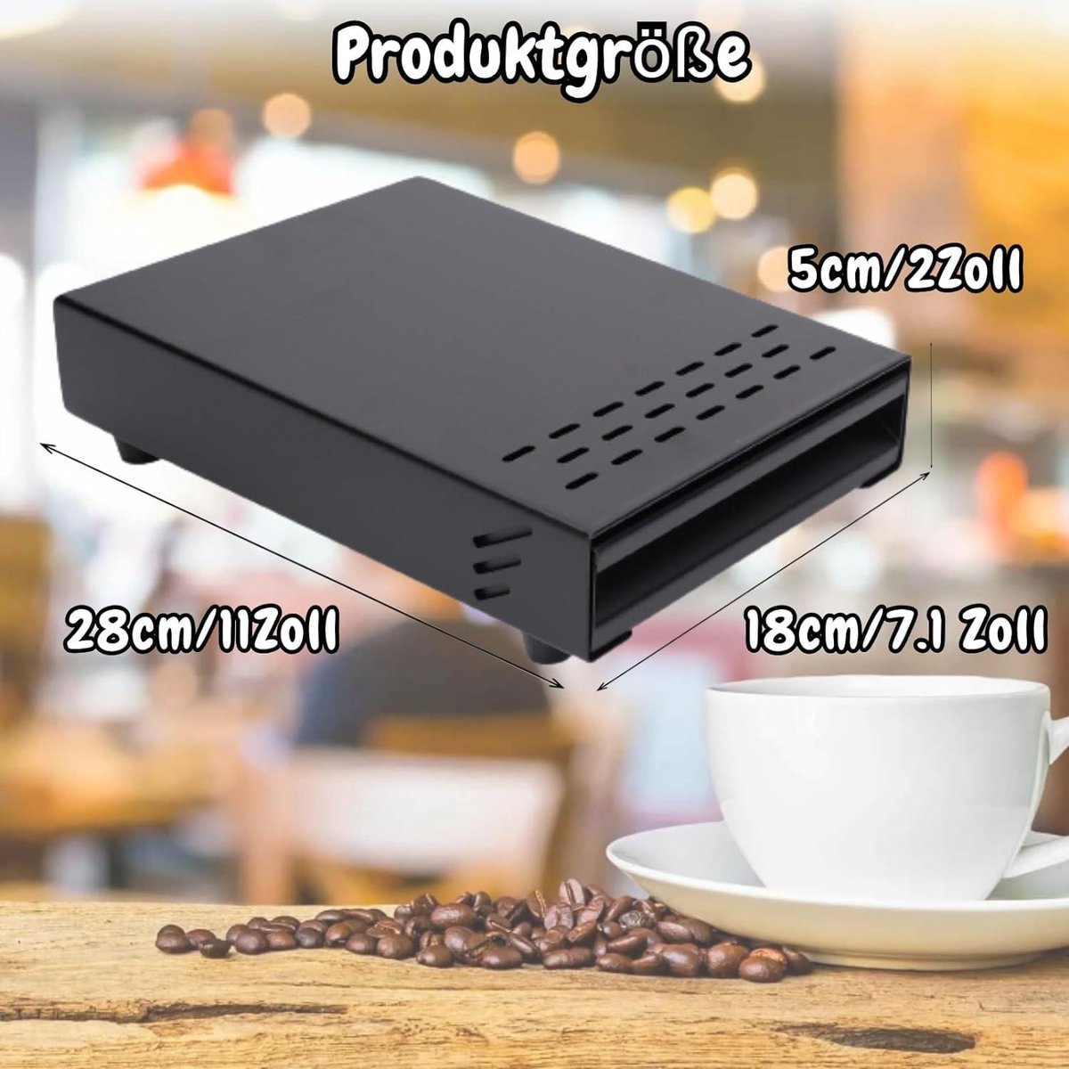 Koffiedik Houder Roestvrij Espresso Knockbox Van Roestvrij Staal - Lade Met Afklopstang, 28x18x5 Cm, Voor Thuis Of Café Roestvrij Staal Koffiedik Houder