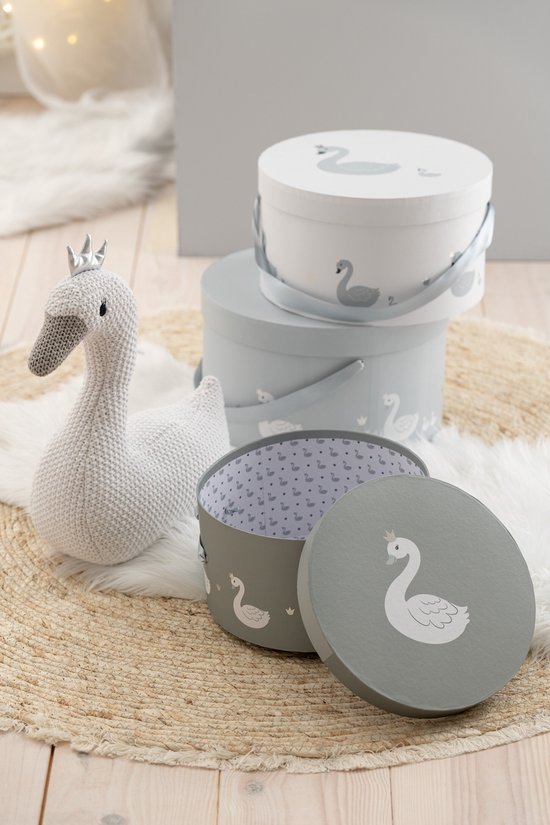 J-Line peluche Cygne Mini - polyester - blanc/gris - small