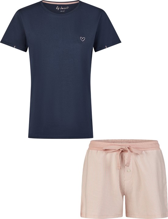 By Louise Essential Dames Korte Pyjama Set Shortama Blauw - Maat S
