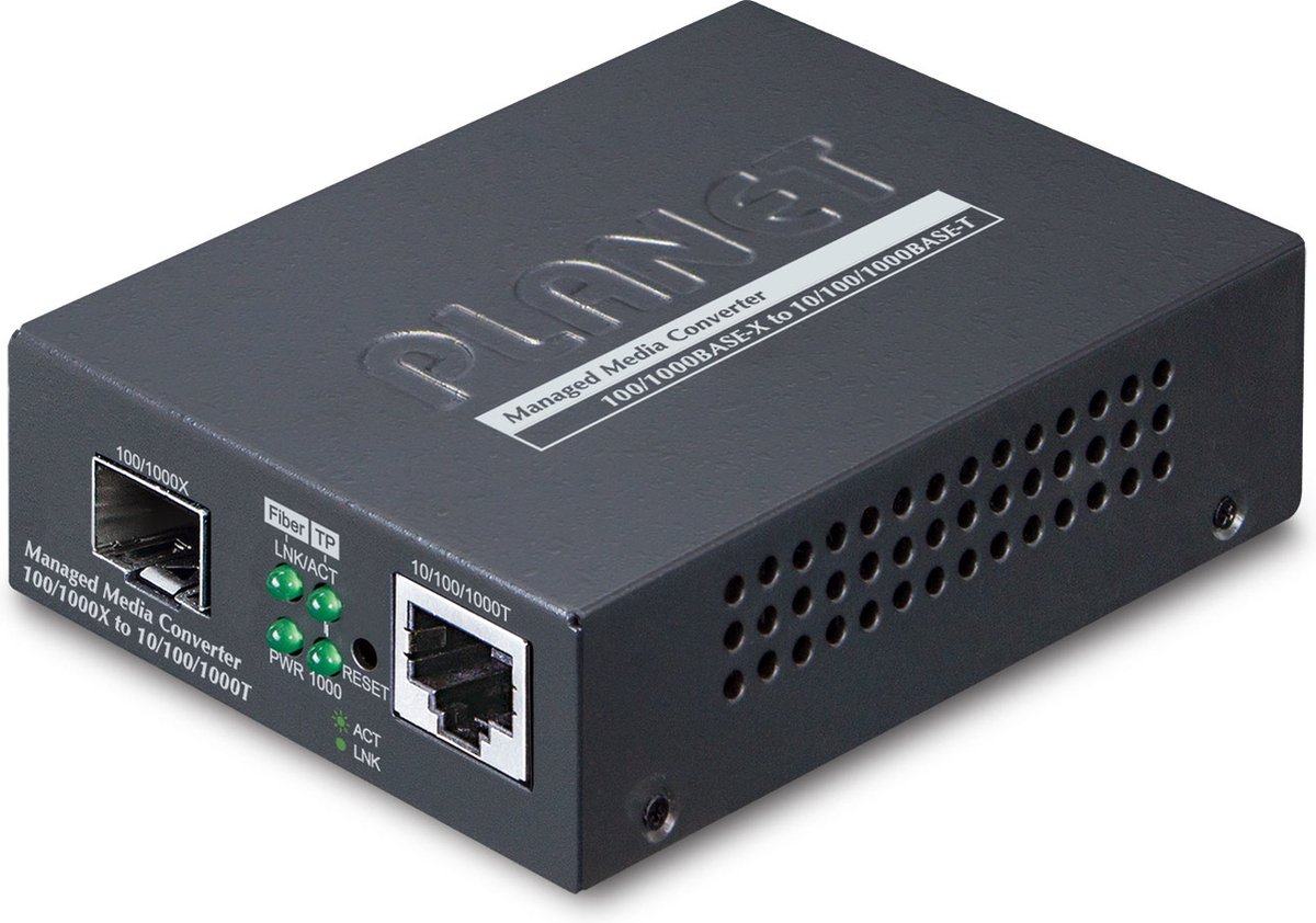 PLANET GT-915A Web/SNMP Man netwerk media converter Zwart