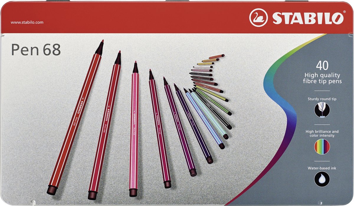 STABILO Pen 68 - Premium Viltstift - Metalen Etui - 40 Verschillende Kleuren — afbeelding 18