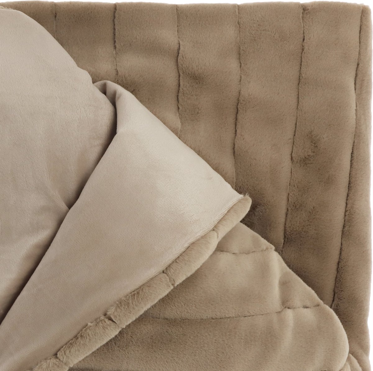Unique Living Plaid Norah - Polyester - Bruin/Taupe - 150 x 200 x 0 cm (BxHxD)