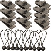 Tarp clips set Camping luifel klem clips Camping awning clamp clips Plastic tent clip set Lock awning clamp accessories for outdoor tent camping awning (10 pcs of clip and 10 pcs of