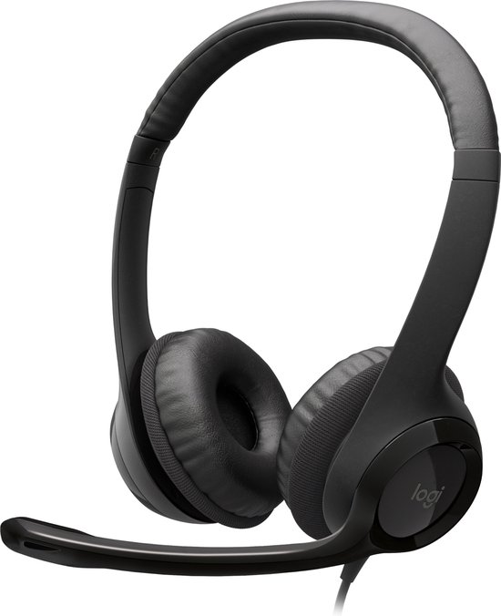 Foto: Logitech lgt h390 headset on ear usb bedraad ingebouwde microfoon zwart