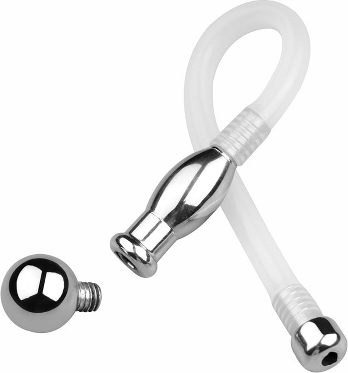 Goedkoopste Fixxx - Holle Flexibele Penis Plug met Dopje - Lengte 175 mm - Zilver