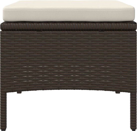 vidaXL - Banc de jardin - 2 places - avec - table - et - repose-pieds - poly - rotin - marron