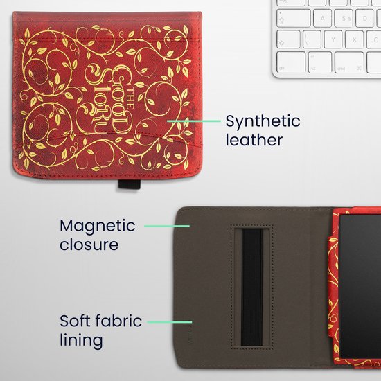 kwmobile flip cover geschikt voor Pocketbook Era / Era Color - Hoes met handgreep en voorvak voor e-reader - Book case in geel / oranje / rood - Sprookjesboek design van Merkloos — afbeelding 4