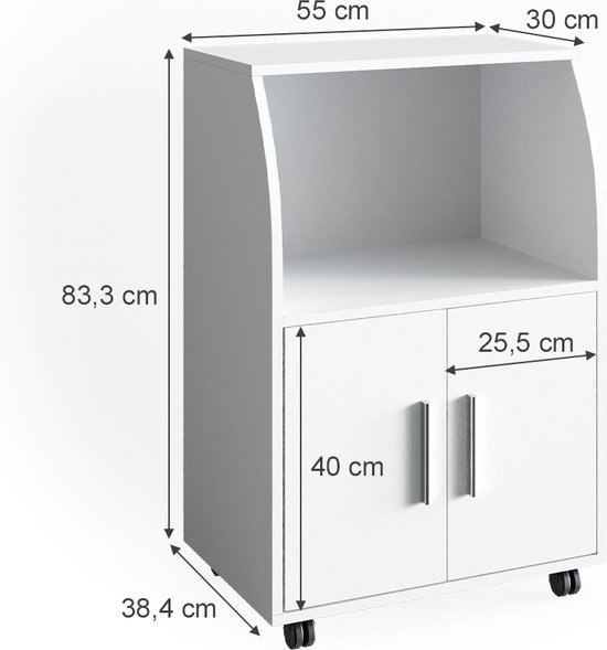 Vicco Conteneur roulant Elio, Wit, 55 x 83,8 cm