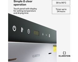 Klarstein Voedseldroger krachtige commercial food dehydrator - broodrooster, keukenmachine - veel plaats, gemakkelijk te gebruiken & schoon te maken - gezond, veilig drogen - 2000W - voor Fruit voor Vlees - Timer Temperatuurregeling - RVS