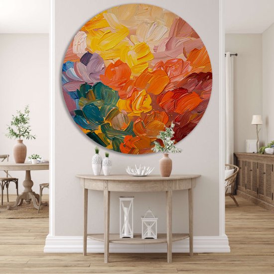 Kleurrijk wandcirkels - Abstract muurdecoratie rond - Wandschaal Vormen - Moderne schilderijen - Forex - Kunst aan de muur muurcirkel forex 70x70 cm
