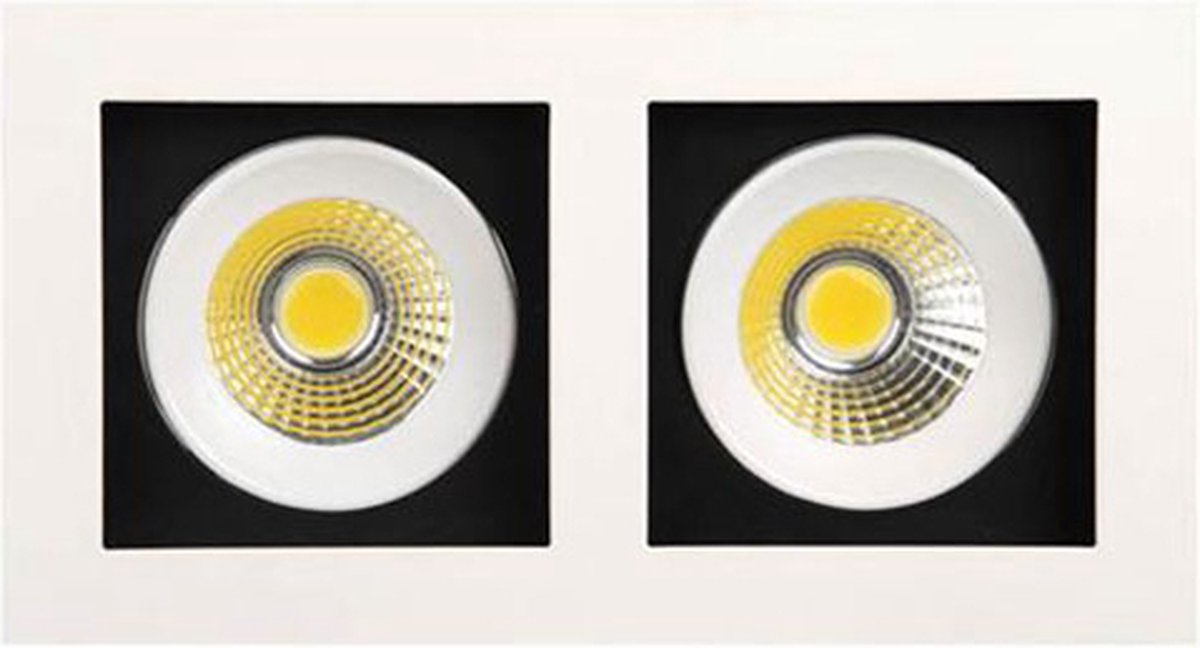 LED Spot - Inbouwspot Dubbel - Rechthoek 16W - Warm Wit 2700K - Mat Wit Aluminium - Kantelbaar 185x100mm