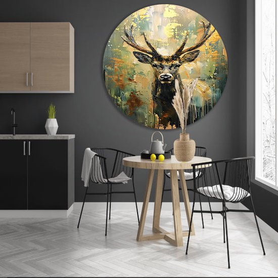 Décoration murale cerf ronde - Décoration murale Animaux ronde - Peinture Peinture Peinture - Décoration murale moderne - Cercles muraux - Décoration murale bureau cercle forex 50x50 cm