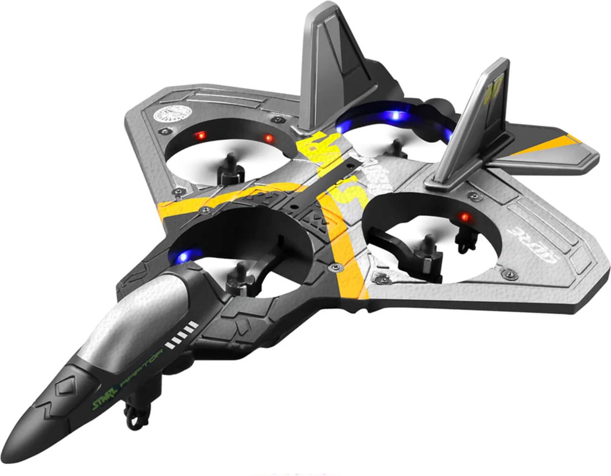 TechKidz, Op afstand bestuurbaar vliegtuig 2.4Ghz 360° rotatie - Rafale model, Grijs