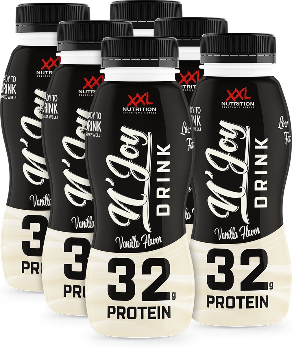 Goedkoopste XXL Nutrition - N'Joy Protein Drink - Kant en Klare Eiwitshake, Proteďne Supplement - 80 Caseďne & 20 Whey - Diverse Smaken - Vanille - 6 Pack