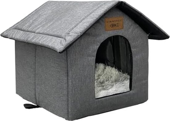 Het kattenhuis voor buiten is koude- en weerbestendig, opvouwbaar, waterdicht en warm in de winter, opvouwbaar dierenasiel, voor katten en honden, hondengat voor buiten met afneembaar kussen voor