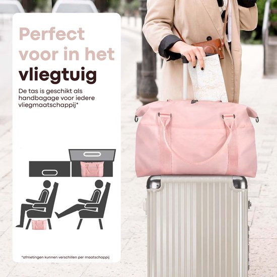 Kioto Travel Bag - Weekend Bag Femme - Bagage à main à main avion - Rose - Hydrofuge