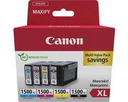 Canon pgi-1500xl 9182B010 inktcartridge - 4 stuk(s) - Origineel - Hoog (XL) rendement - Zwart, Cyaan, Magenta, Geel + Retourzakje