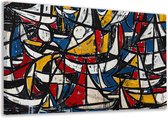 Boten wanddecoratie - Voorwerpen wanddecoratie - Canvas schilderij Kleurvakken - Landelijk schilderij - Muurdecoratie canvas - Slaapkamer muurdecoratie canvas 120x80 cm