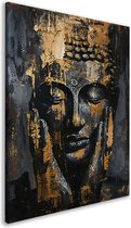 Tableau Bouddha - Décoration murale sculpture - Tableau peinture Or - Décoration murale classique - Tableaux sur toile - Toile décoration salon 100x150 cm
