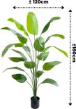 Grote, groene kunst-bananenplant van ongeveer 180cm hoog en 120cm breed.